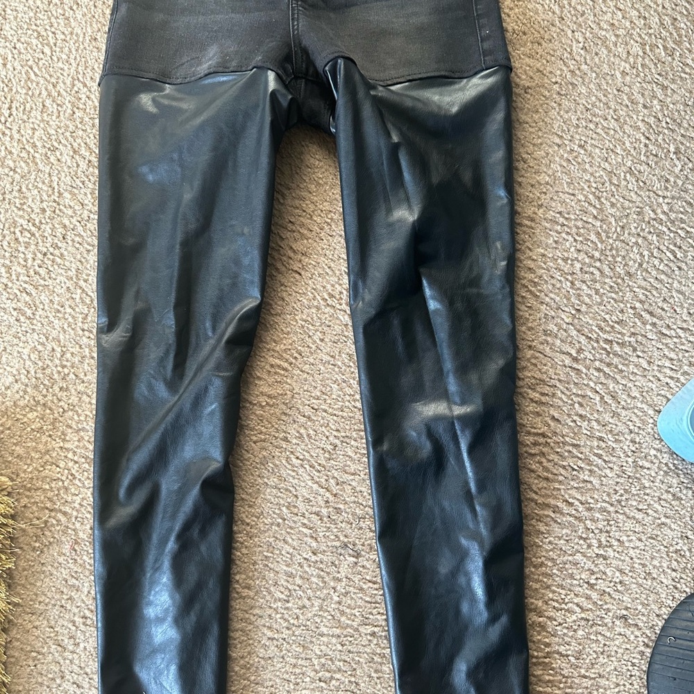 Black Demin and faux leather jeans